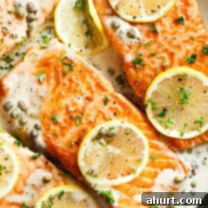Velvety Salmon Piccata 4 Creamy Lemon Garlic Salmon Piccata is a classy yet easy salmon recipe you've been waiting for, with a delicious creamy lemon caper sauce!