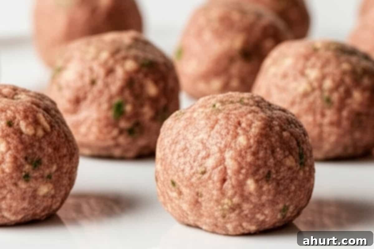 Irresistible Cheesy Meatballs 7 Roll into firm balls and set aside on a plate.