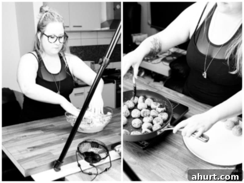 Helena, the creator of this wonderful recipe, smiling while making Swedish Meatballs, sharing her passion for Swedish cuisine.