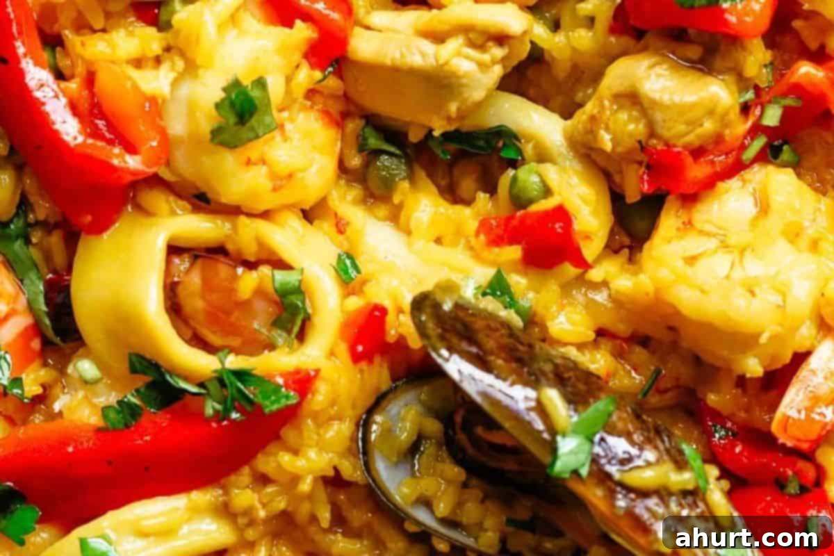 Paella Perfection 10 Sprinkle chopped parsley over the top and arrange the capsicum strips.