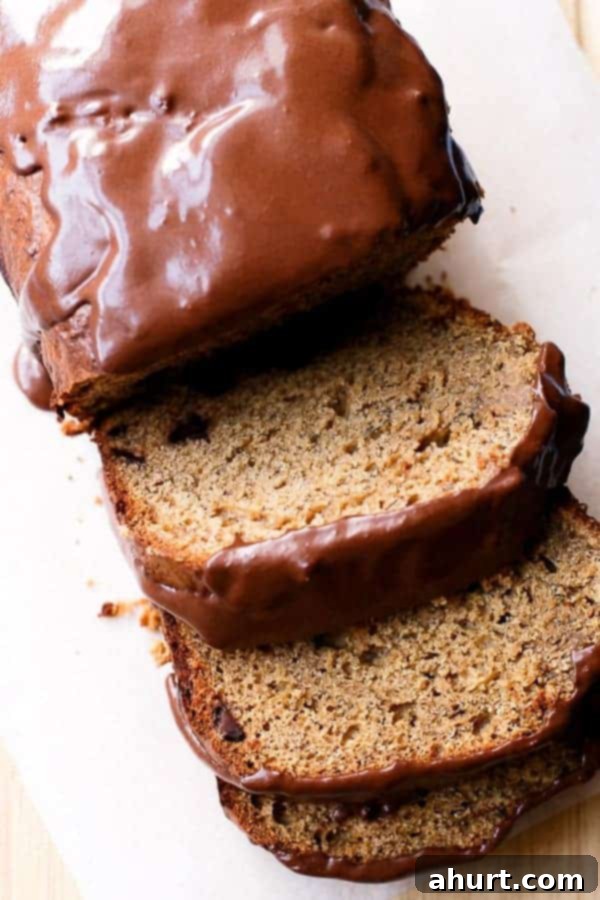 Chocolate Peanut Butter Banana Bread slices on a plate