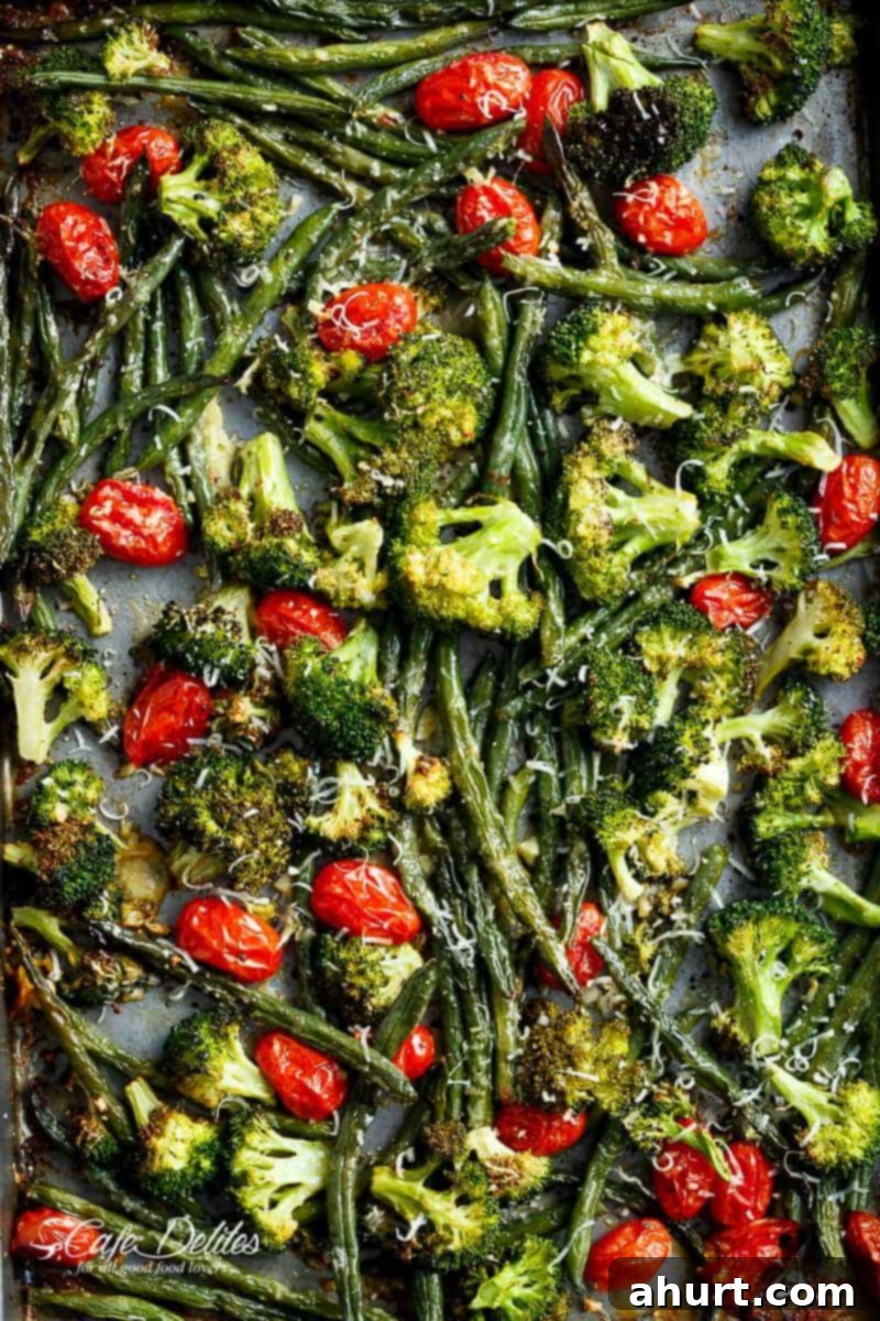 One-Pan Garlic Parmesan Roasted Broccoli and Green Beans 2 Healthy Sheet Pan Garlic Parmesan Roasted Broccoli & Green Beans