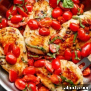 Tuscan Garlic Tomato Basil Chicken 4 Grape tomatoes burst and cook through a buttery garlic sauce in the Garlic Tomato Basil Chicken