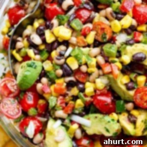Zesty Chili Lime Cowboy Caviar 6 Top view of Chili Lime Texas Caviar in a glass bowl