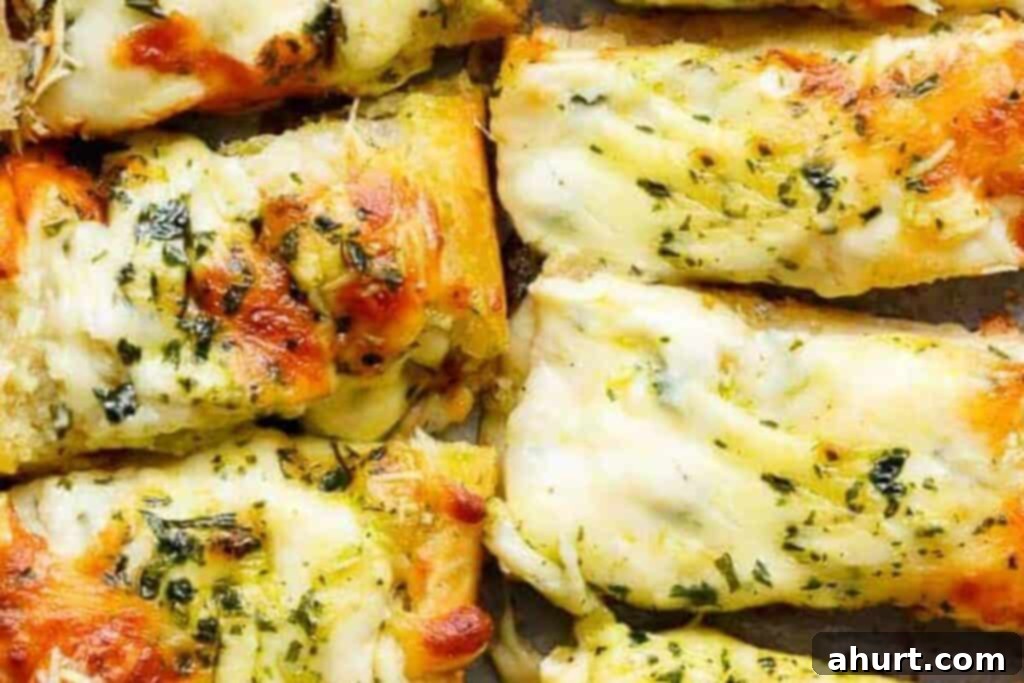 Foolproof Gooey Garlic Cheese Bread 6 Step 3: Spreading garlic butter and topping with cheese on bread halves