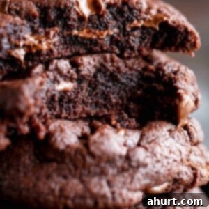 Irresistibly Fudgy Chocolate Brownie Cookies 7 Close up image of of fudgy centre of the cookies.