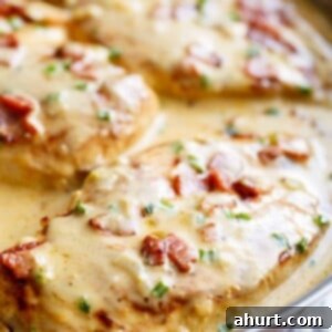 Lightened-Up Creamy Beer Cheese Chicken with Crispy Bacon 6 Delicious Creamy Beer Cheese Chicken With Crispy Bacon in a pan