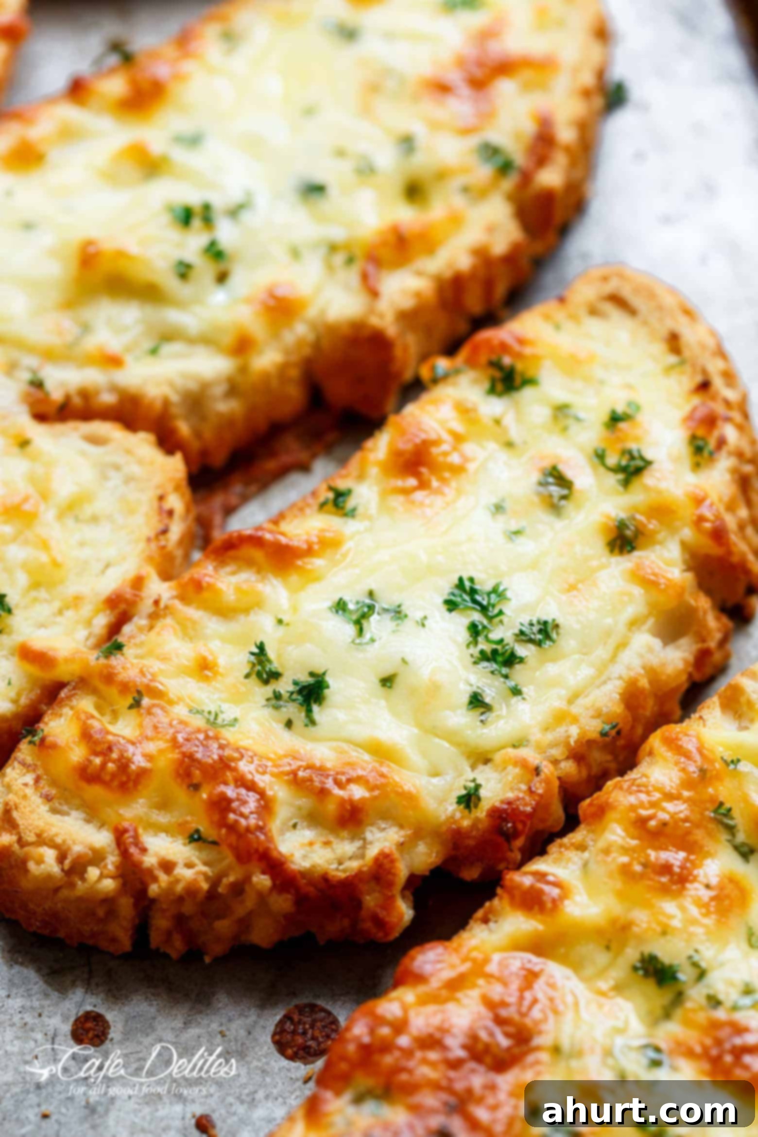 Warm Garlic & Cheese Perfection 2 Want just one piece of garlic bread? Individual Garlic Cheese Breads are quick to make and can be served with just about anything! Soups, pastas, steak and potatoes, stews, ANYTHING!
