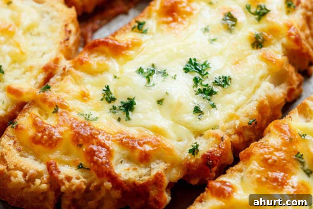 Warm Garlic & Cheese Perfection 7 Close-up shot of Garlic Cheese Bread.