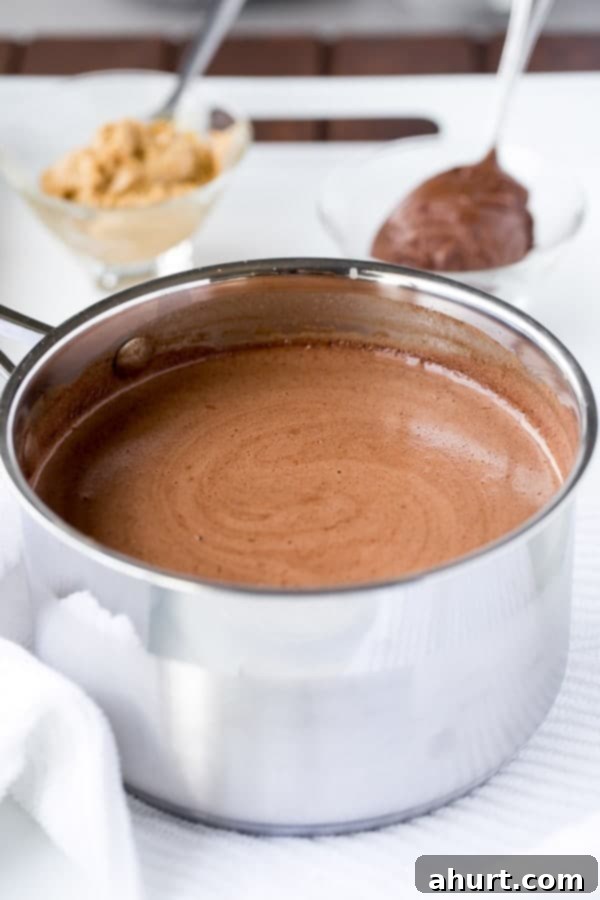 PB Nutella Swirl Hot Cocoa 3 Peanut Butter Nutella Hot Chocolate in a pot