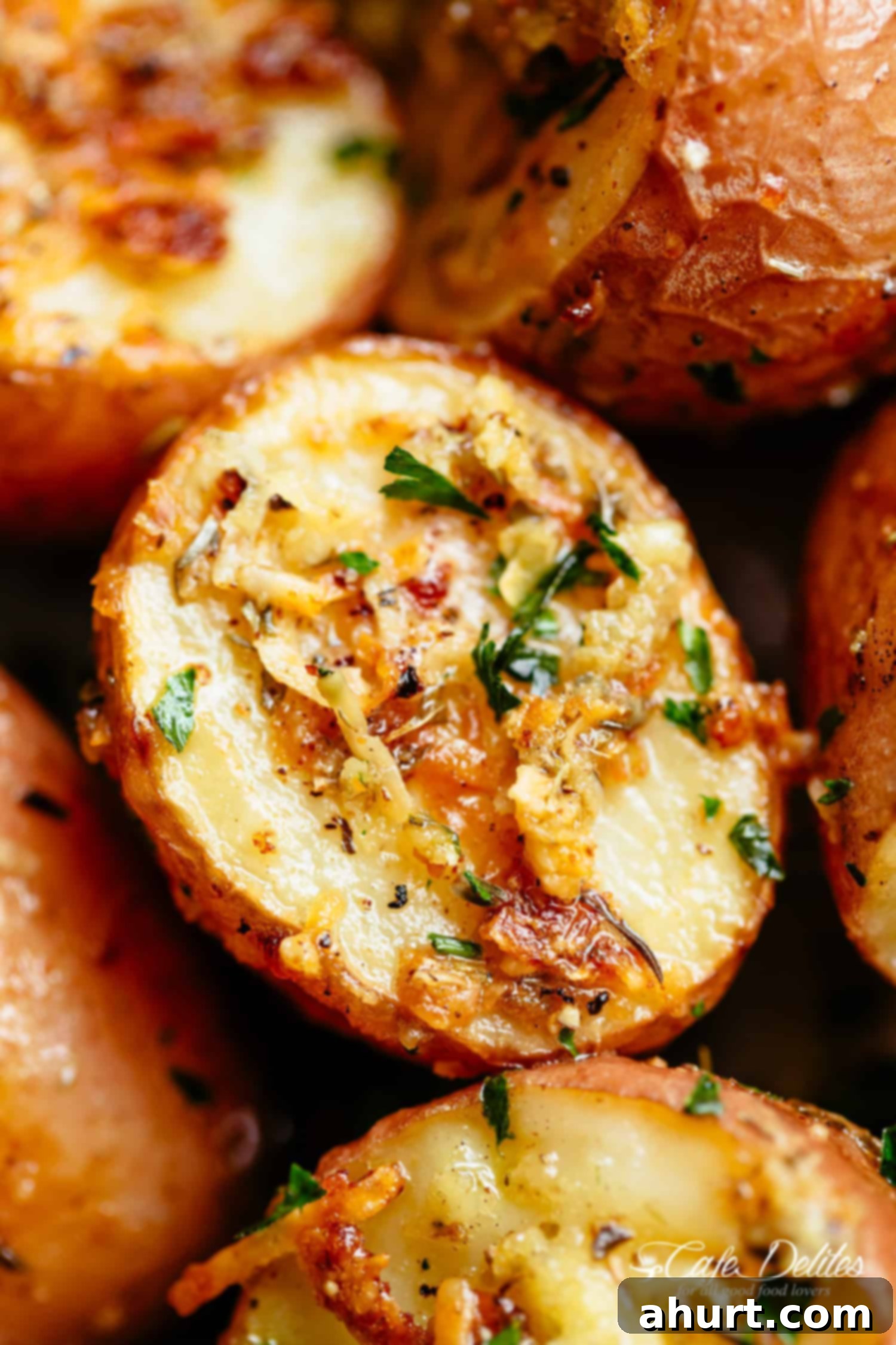 Crispy Browned Butter Parmesan Roasted Potatoes 3 Herbs, garlic, and parmesan cheese are roasted together to make the best Crispy Browned Butter Parmesan Roasted Potatoes!