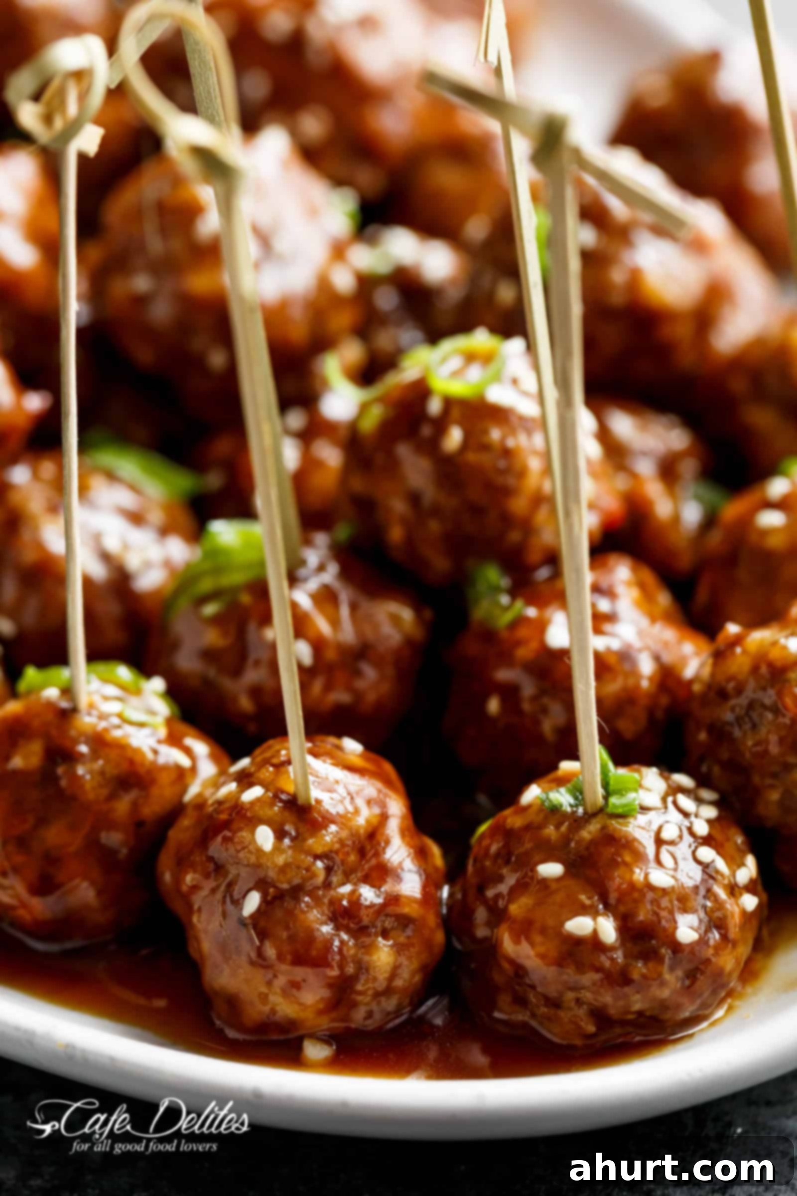 Sticky Teriyaki Meatballs 10 Teriyaki Beef Meatballs with toothpick