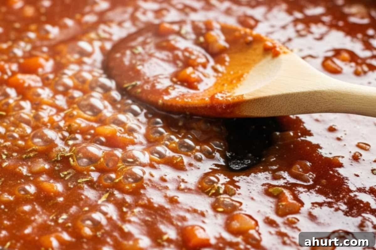 Golden Mozzarella Chicken Bake 9 Allowing the rich tomato sauce for Mozzarella Chicken to simmer gently and thicken.