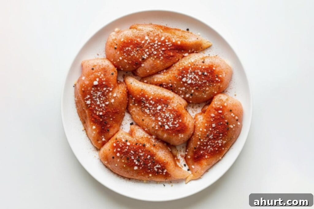 Decadent Tuscan Chicken 4 Step 1: Seasoning chicken fillets with spices