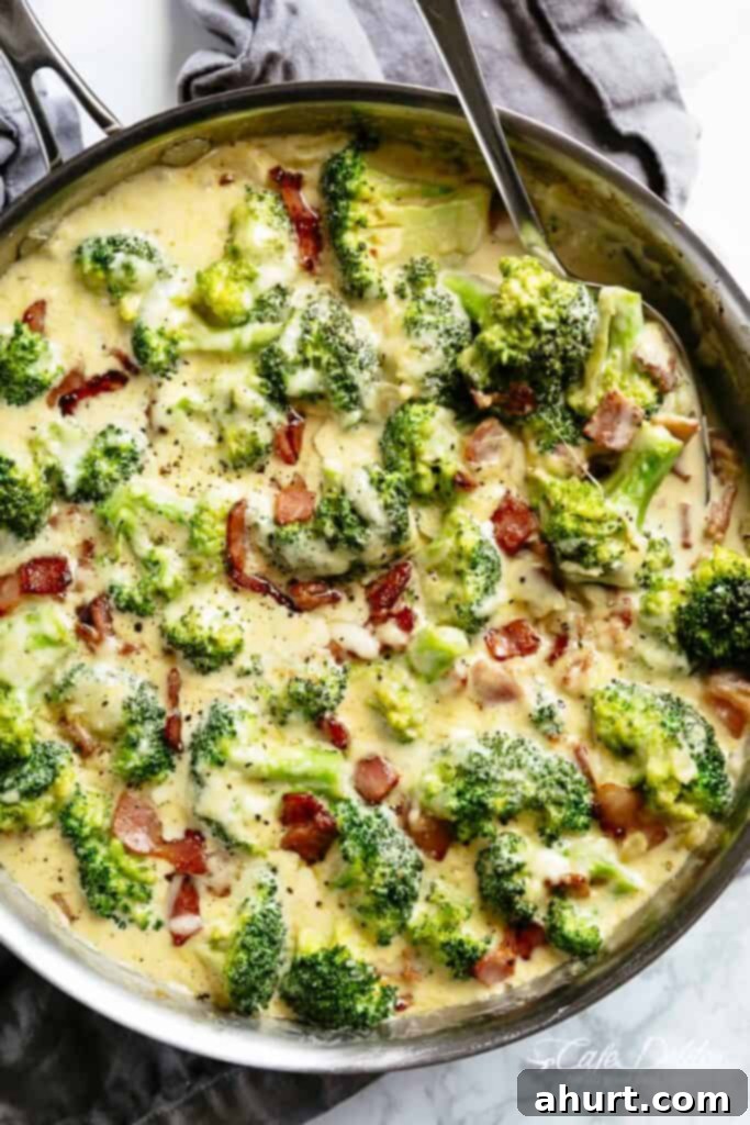 Creamy Broccoli and Bacon 2 Broccoli Casserole baked in a cheesy creamy parmesan garlic sauce with bacon