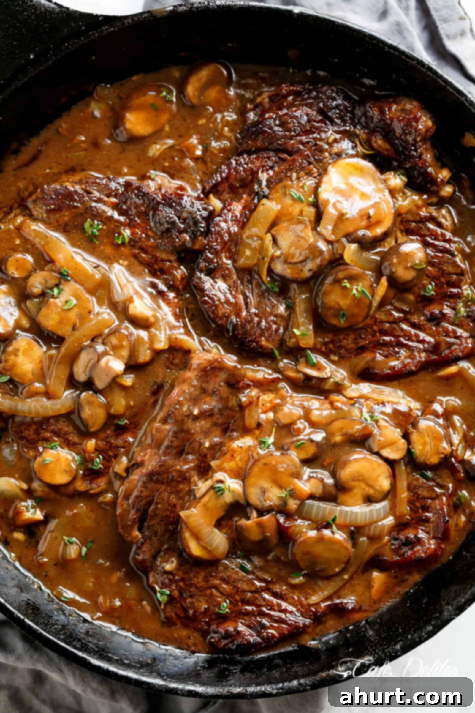 Savory Steaks with Velvety Mushroom Gravy 2 Ribeye Steaks With Mushroom Gravy is simple and delicious with a quick and easy homemade gravy made from scratch in 5 minutes!
