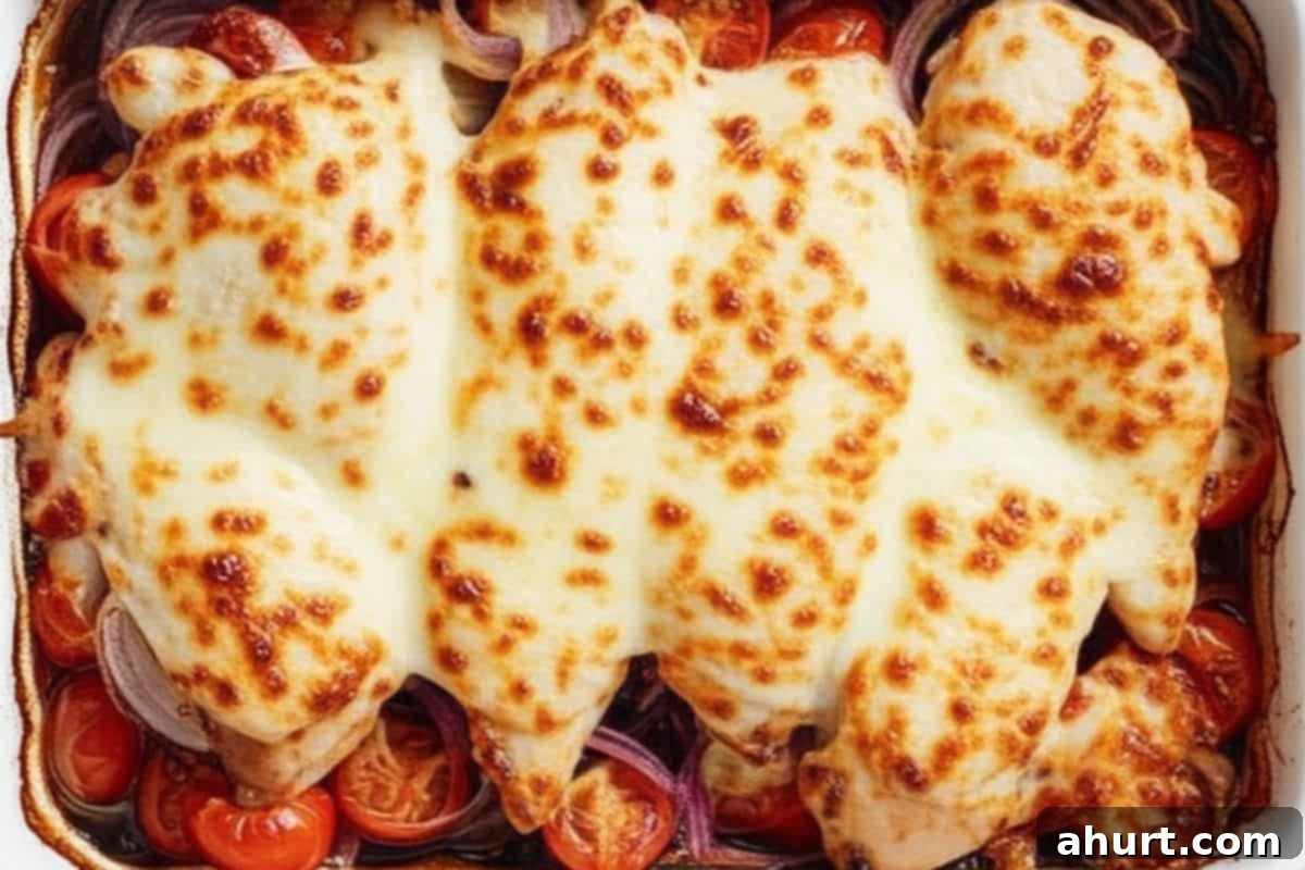 Balsamic Glazed Chicken with Melted Mozzarella 8 Bake the 20-25 minutes. Sprinkle the mozzarella then broil for 4-5 minutes until cheese is golden