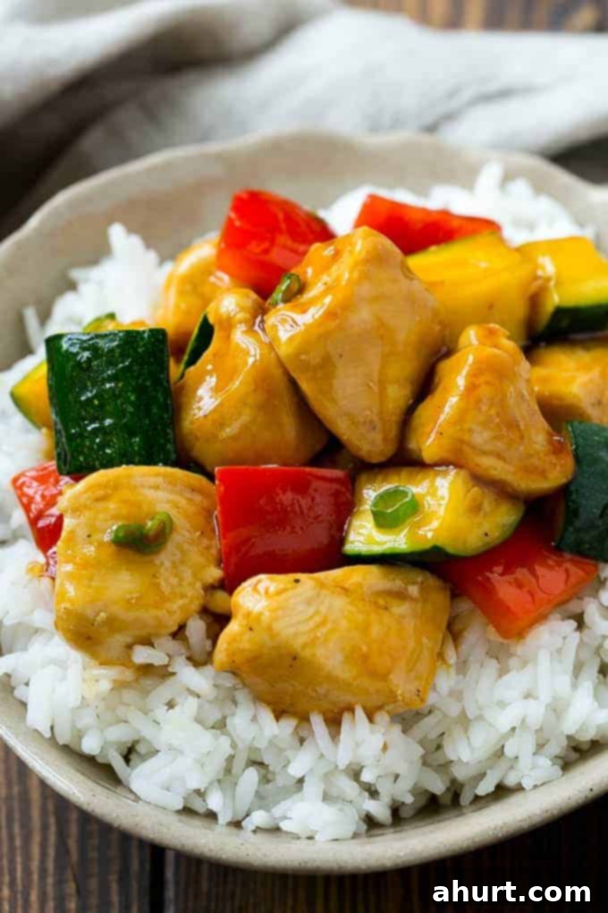Honey Soy Chicken Stir Fry | cafedelites.com This Honey Soy Chicken Stir Fry with rice in a bowl