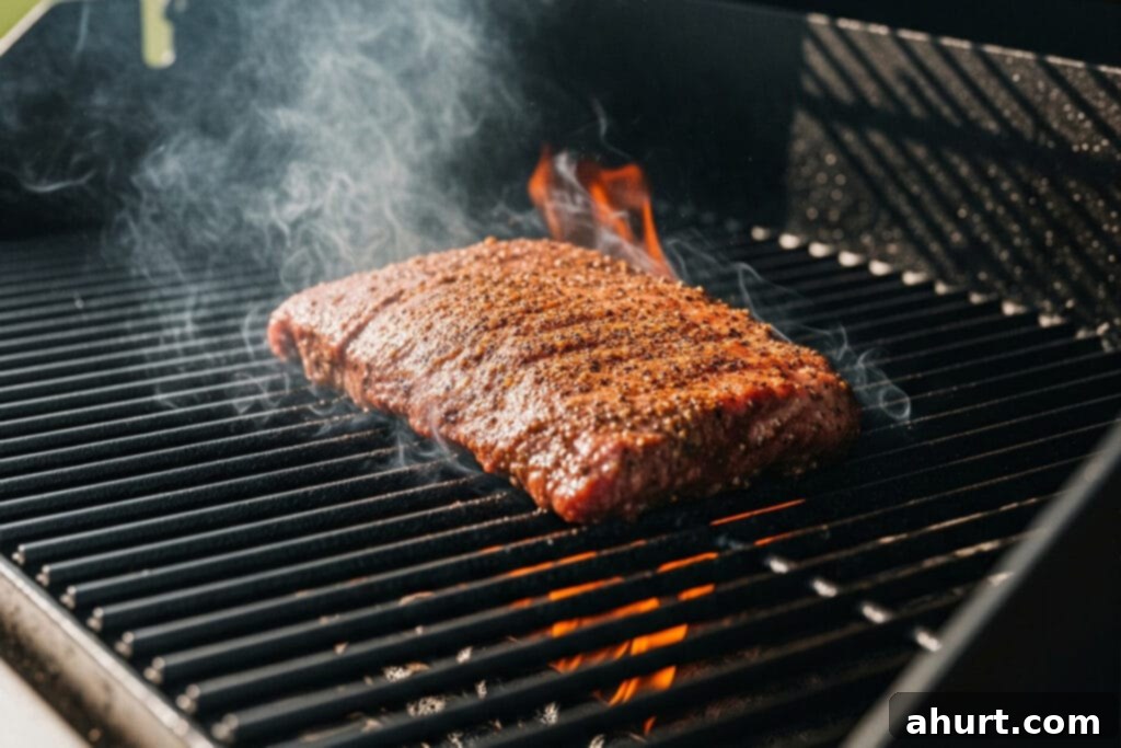 Authentic Carne Asada Recipe 7 Step 5: Grill steak for 5-7 minutes per side.