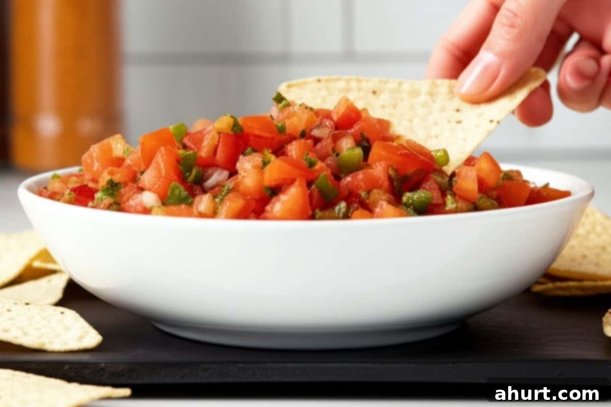 Vibrant Fresh Salsa 4 serve the pico de gallo with chips