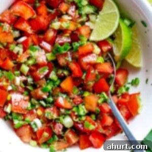 Vibrant Fresh Salsa 5 Pico De Gallo is a super easy to make fresh tomato salsa you can serve with anything! From tortilla chips to tacos, enchiladas or Carne Asada