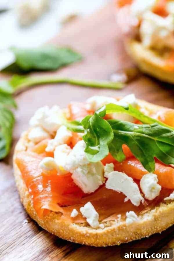 Super zoom in image of Smoked Salmon and Goats Cheese