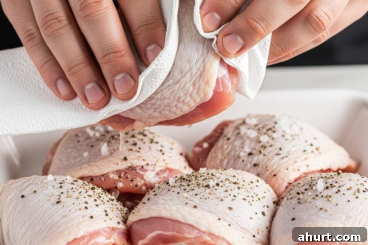 Golden Lemon Chicken 3 Pat the chicken things and dry with paper towel. Season the chicken thighs with salt and pepper.