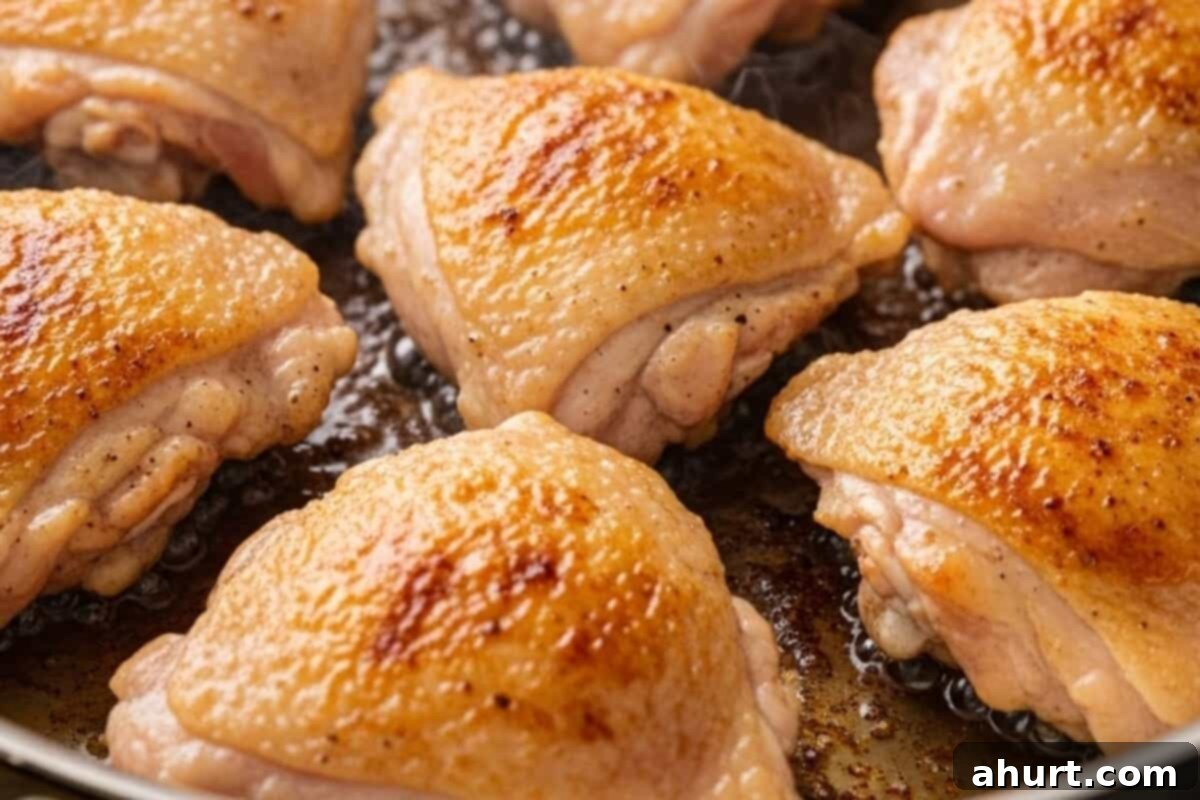 Golden Lemon Chicken 4 Sear the chicken until golden in a large oven-safe pan over medium-high heat.