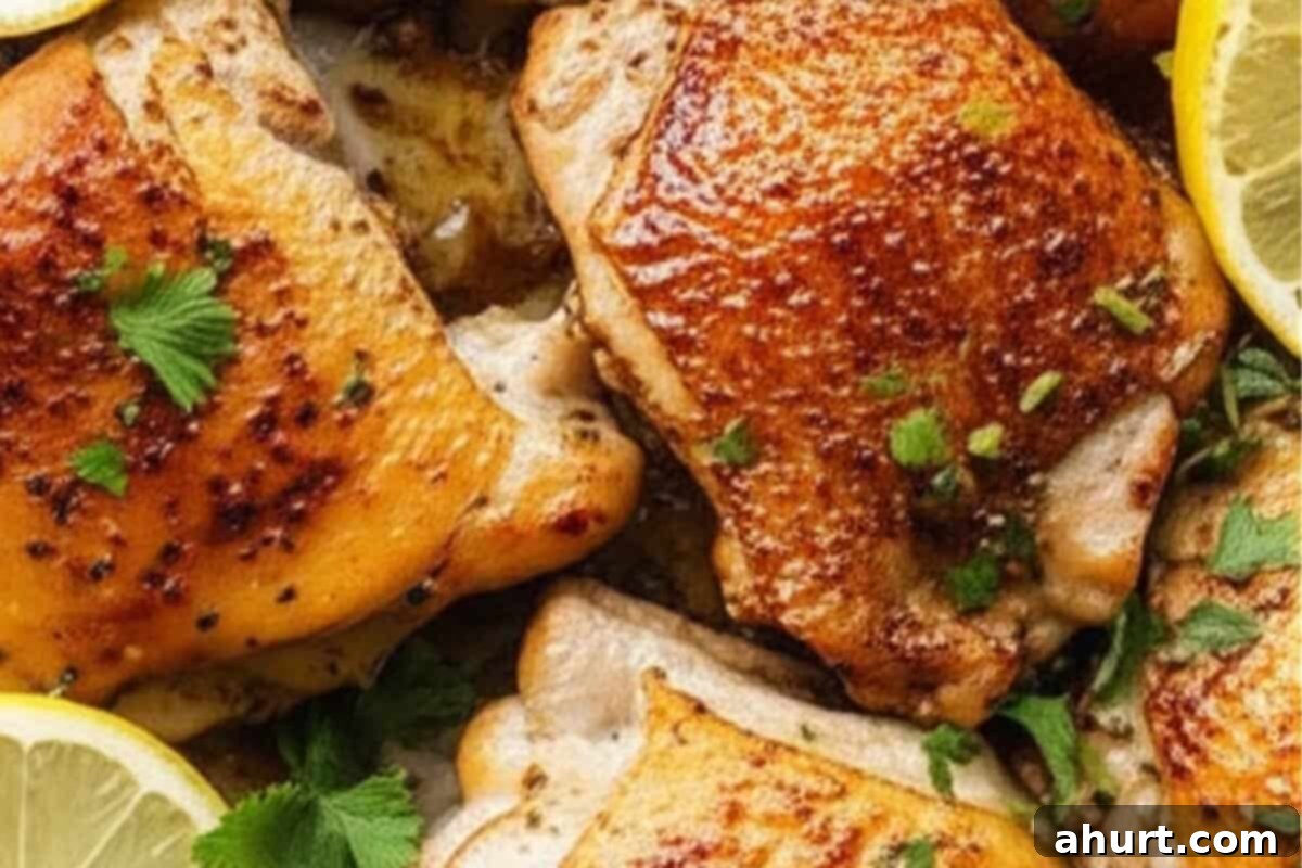 Golden Lemon Chicken 6 Transfer the pan to the oven and roast for 15-20 minutes. Garnish with parsley and lemon slices.