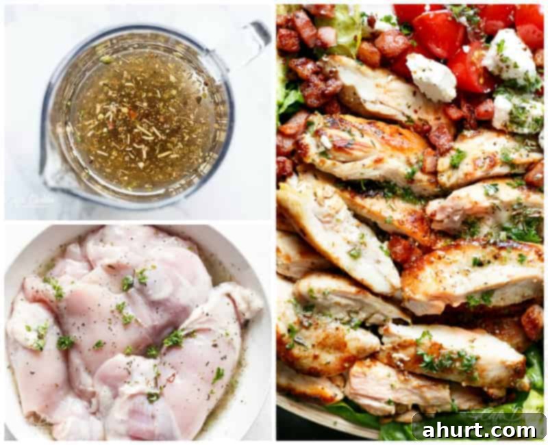 Before and after image of Chicken Salad Recipe with avocado, bacon & feta