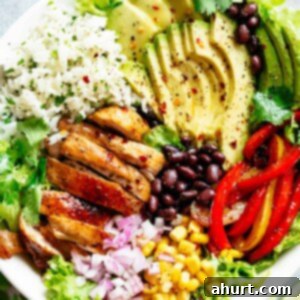 Chicken Fajita Burrito Bowl 2 Fajita Chicken Burrito Bowl is packed with juicy golden chicken, cilantro lime rice, avocado and a delicious dressing