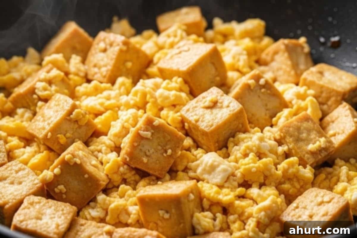 Classic Pad Thai 6 Cook diced tofu and scramble egg in the wok before adding other ingredients
