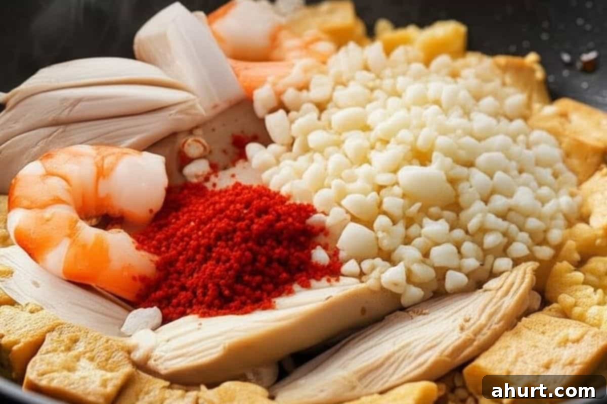 Classic Pad Thai 8 Add minced garlic and paprika to the hot wok for aromatics