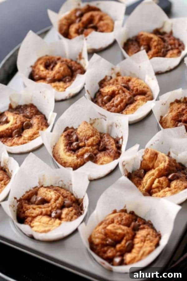 No Yeast Choc Chip Cinnamon Rolls on a butter paper