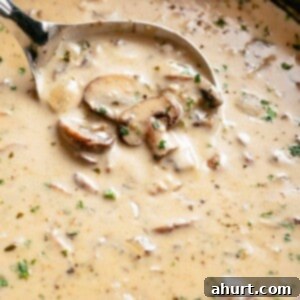 Velvety Forest Mushroom Puree 8 Homemade Cream of Mushroom Soup with spoon