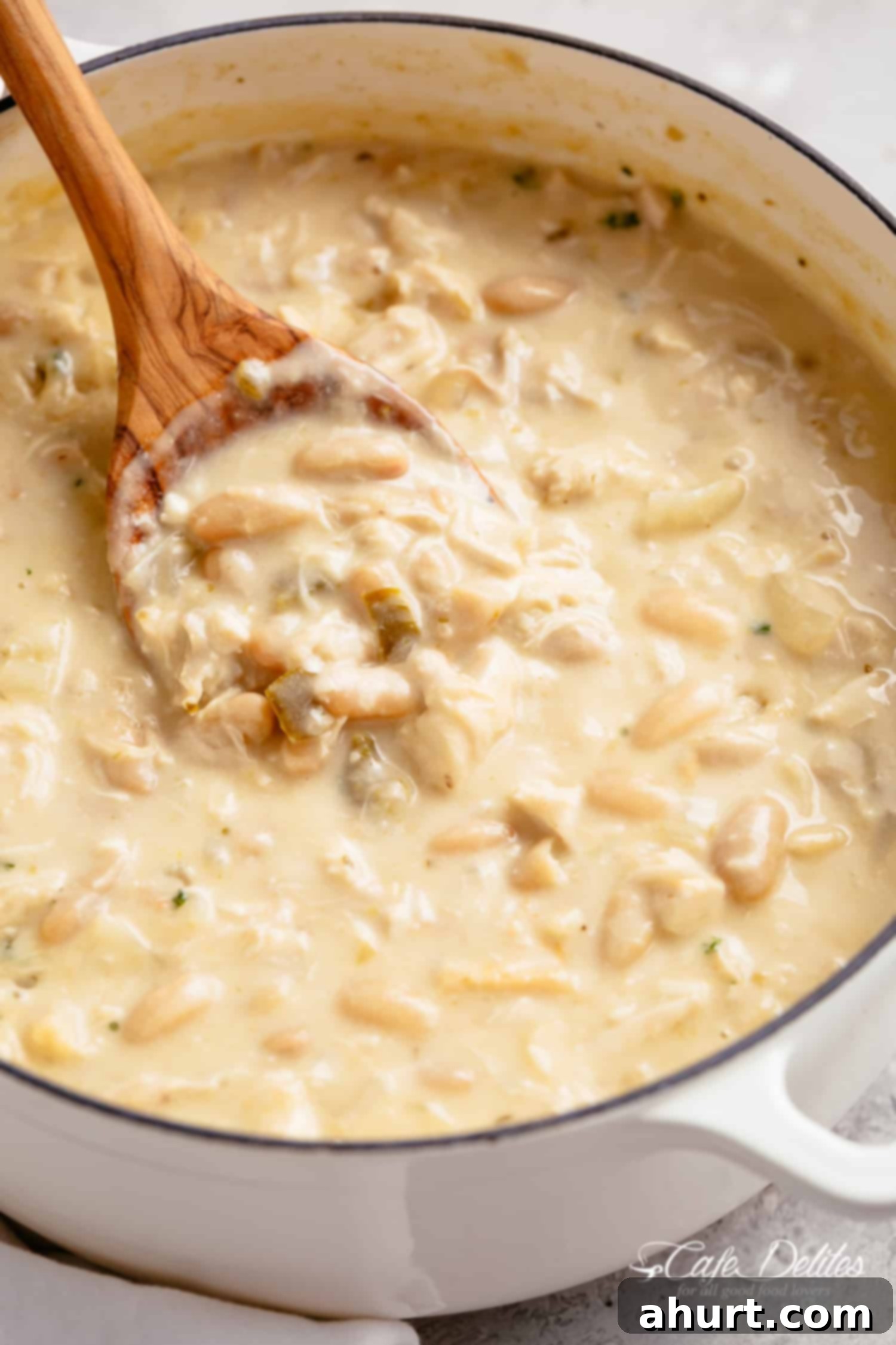 Turkey Chili or Chicken Chili #cafedelites #recipe #chili #turkey #leftovers #chicken #soup Have any leftover turkey or chicken? Turn it into a big pot of White Creamy Turkey Chili
