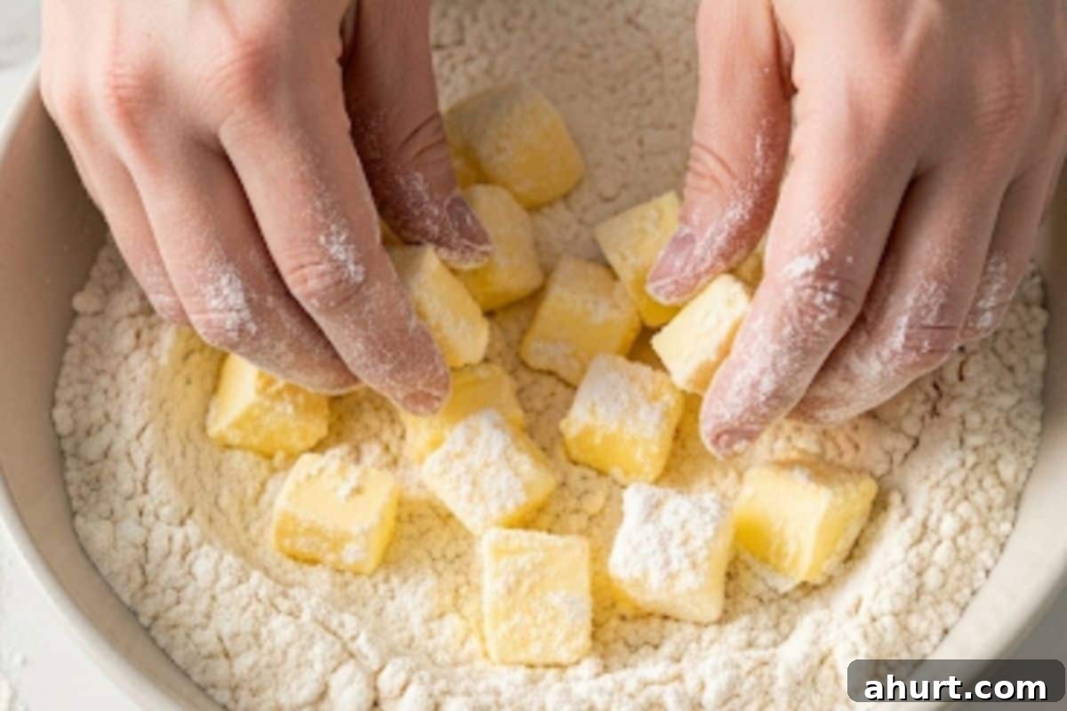 Fluffy Bacon Cheddar Delights 6 Slice cold butter and coat with flour, then press between fingers to flatten.