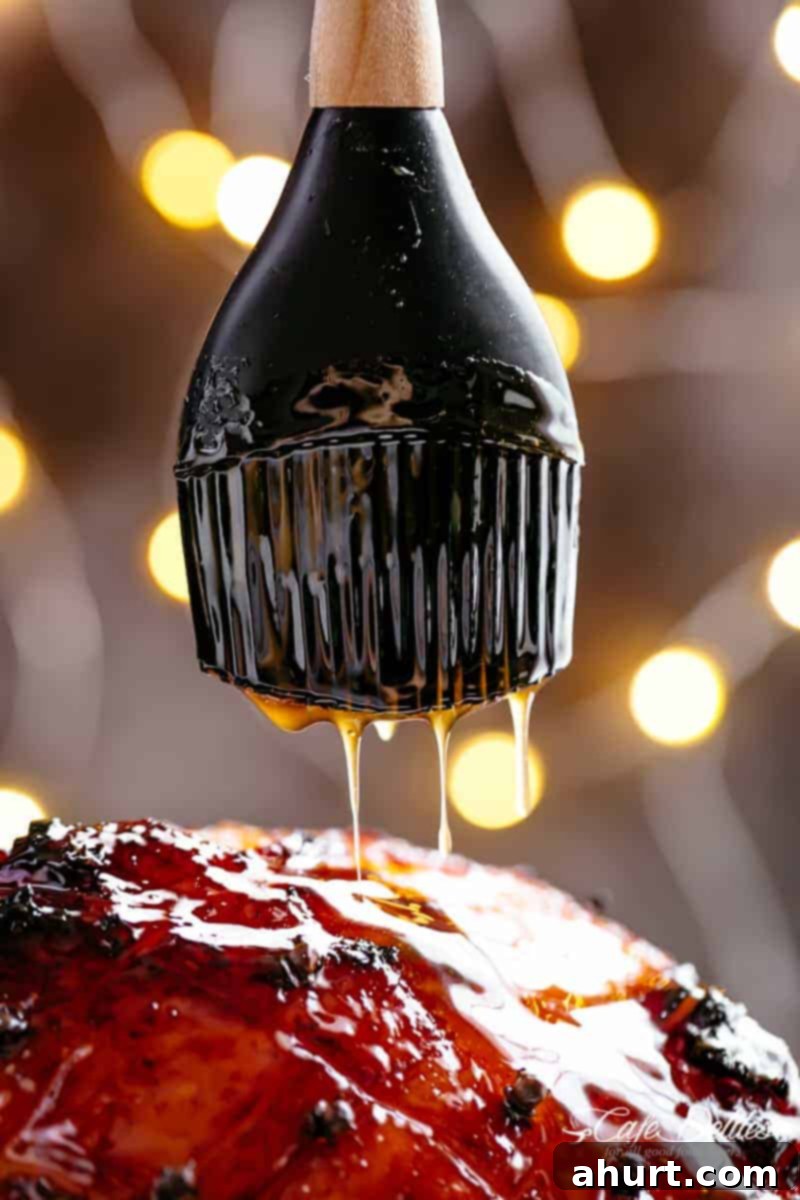 Honey Baked Ham baked in pineapple juice with honey, brown sugar glaze | #cafedelites #hamglaze #honeyglaze Honey Glaze for Baked Ham