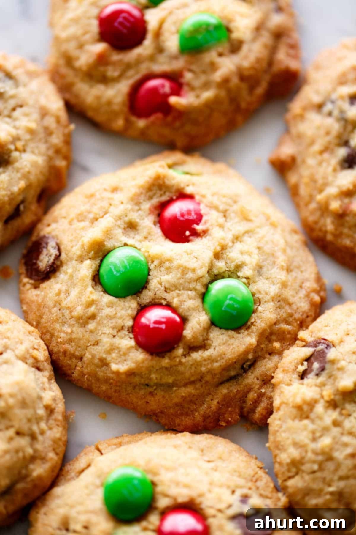 Side view of M&M Cookies (Soft Santa Cookies)
