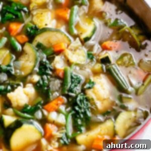 Wholesome Garden Soup 8 Top view of Vegetable Soup Low Carb Diet in a bowl
