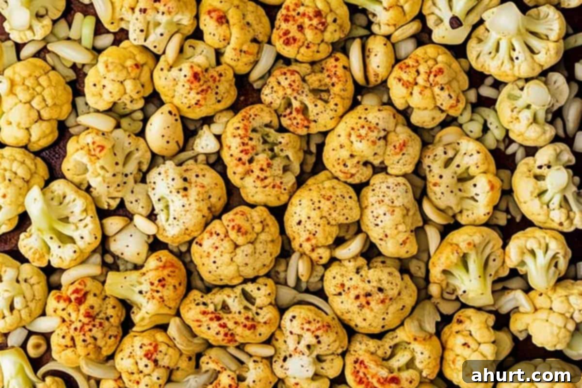 Creamy Cauliflower Comfort 4 cauliflower, onion, and garlic with even browning.