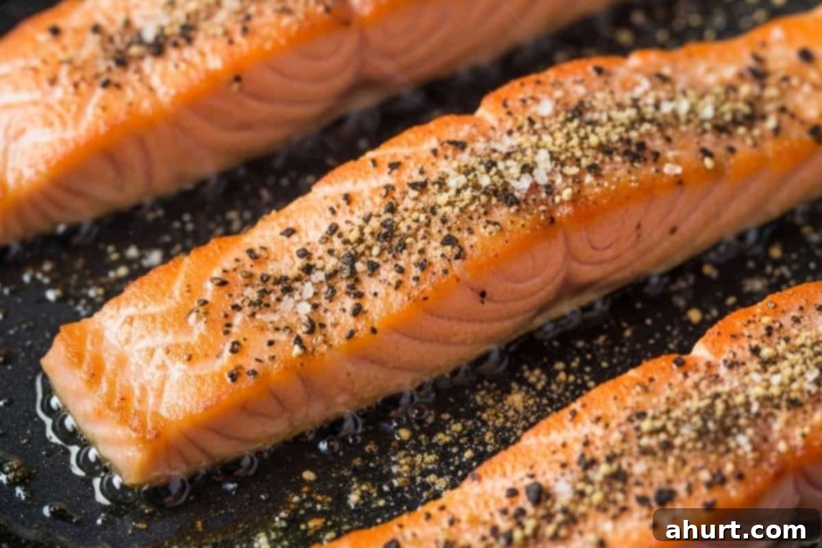 Decadent Garlic Butter Salmon 4 In a large skillet over medium high heat, season the salmon with salt, pepper and garlic powder for 5 minutes until golden.