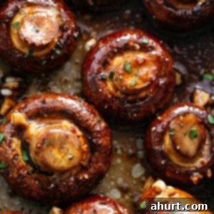Balsamic Soy Glazed Roasted Mushrooms 9 Top view image of Balsamic Roasted Mushrooms