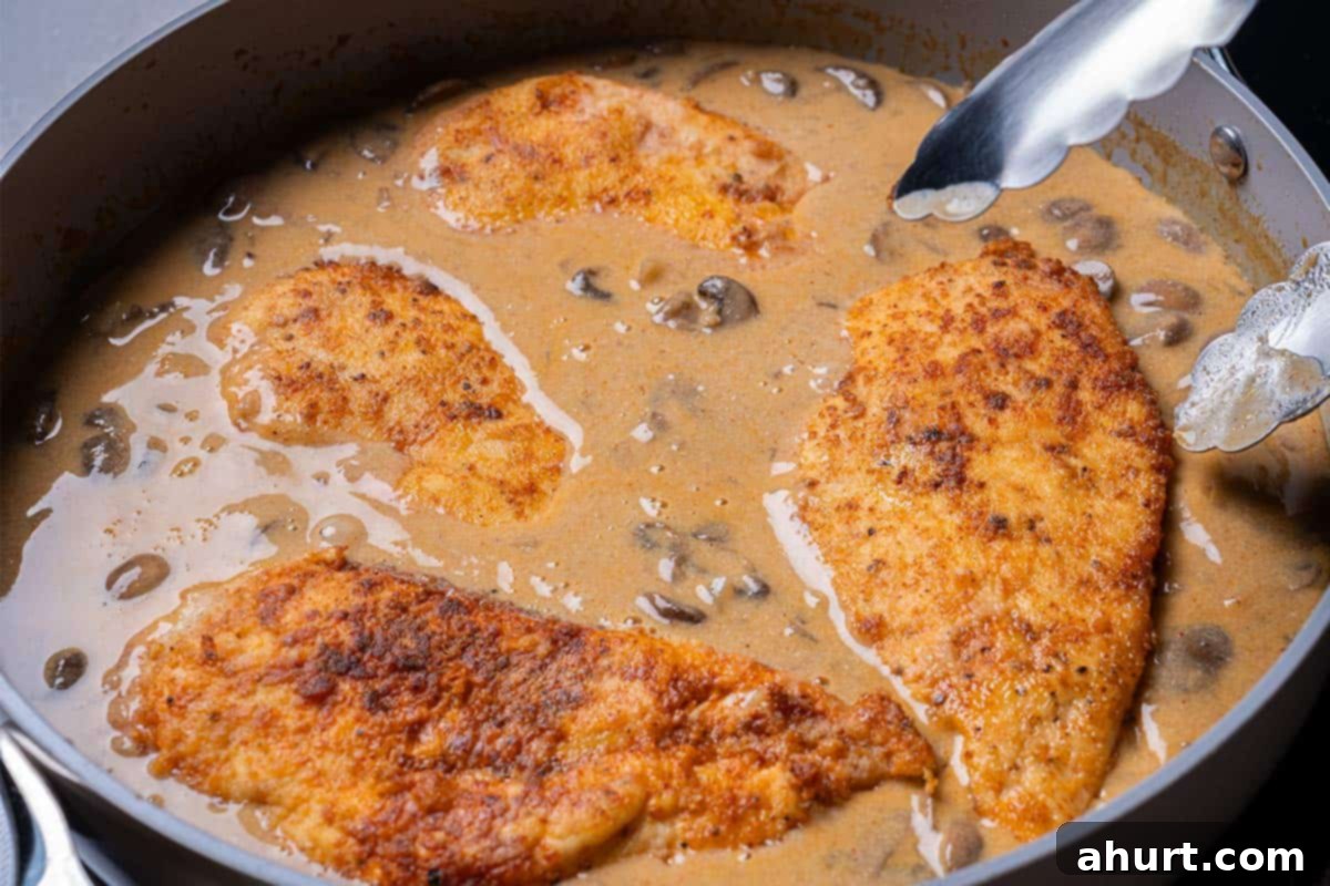 Chicken Stroganoff 9 chicken breasts place in the mushroom sauce