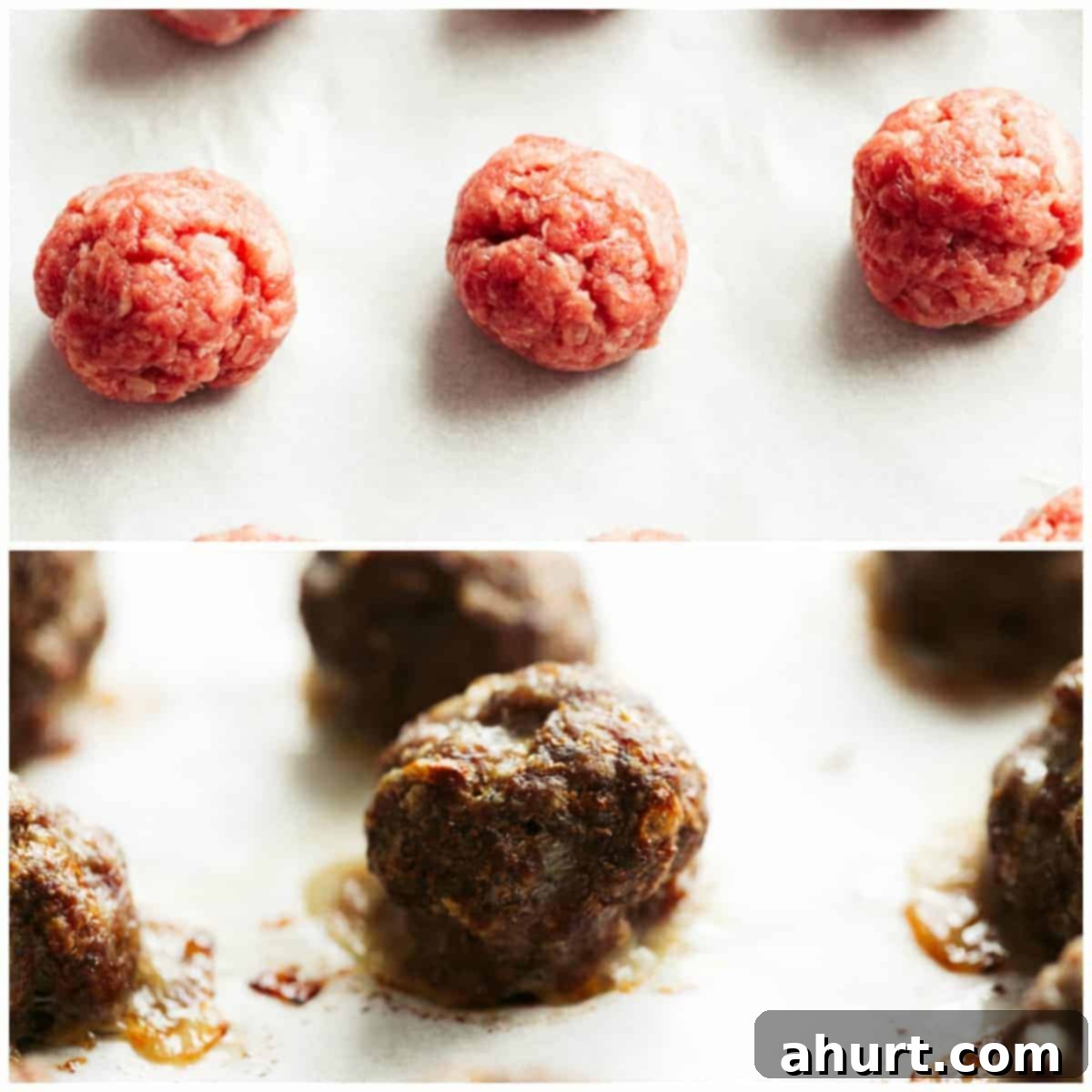 HOW TO MAKE Baked Meatballs on parchment paper #baked #oven #meatballs #tutorial Step by step image of how to make Baked Meatballs on parchment paper, ready for the oven.