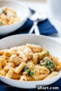 Velvety Pumpkin Chicken Alfredo with Broccoli 11 Creamy Chicken and Broccoli Pumpkin Alfredo in a bowl