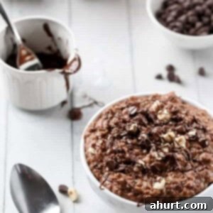 Indulgent Nutella Hot Chocolate Porridge 8 Nutella Double Hot Chocolate Oatmeal (Porridge) in a bowl