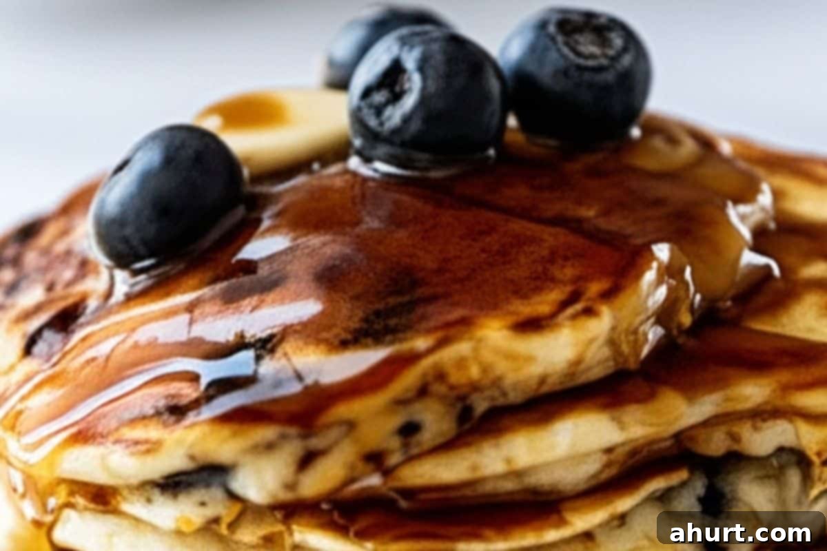 Morning Blueberry Bliss 7 Cook blueberry pancakes until golden, flipping when bubbles form, then serve hot with your favorite toppings like maple syrup and fresh fruit.