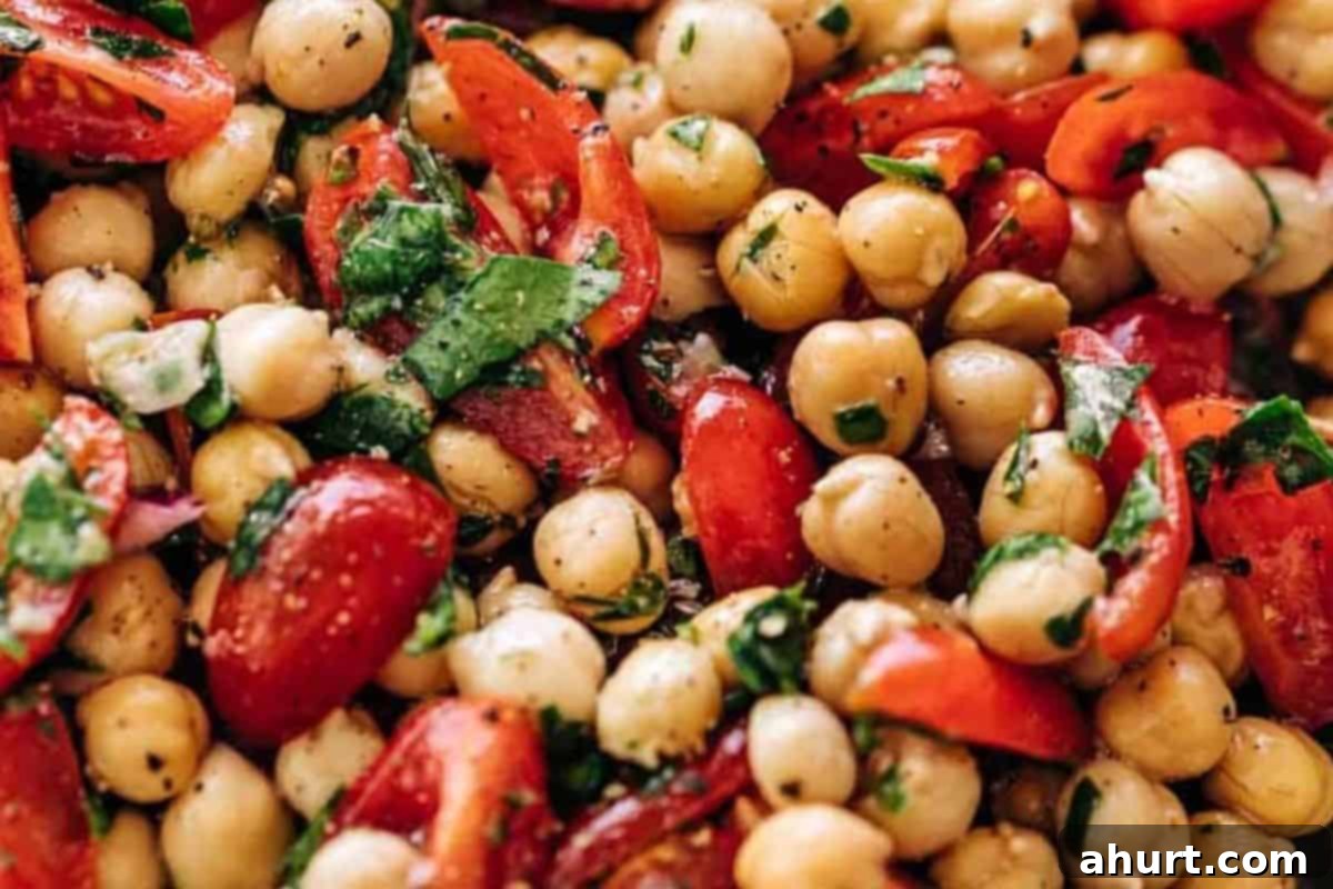 Mediterranean Chickpea Tomato Salad 7 Serve the Chickpea tomato salad immediately.