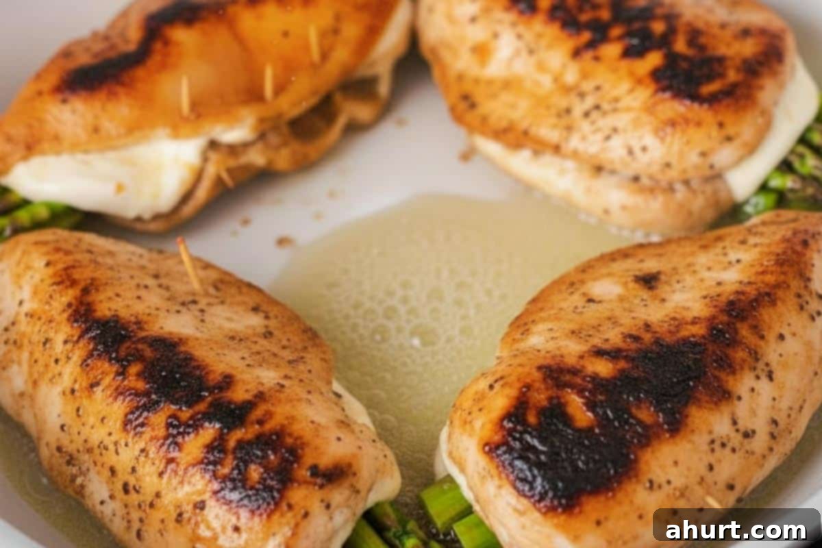 Savory Asparagus Stuffed Chicken Breasts 10 Searing the chicken.